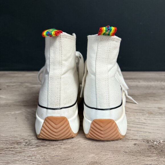 Steve Madden Platform Sneakers, white canvas laceups - Picture 5 of 6